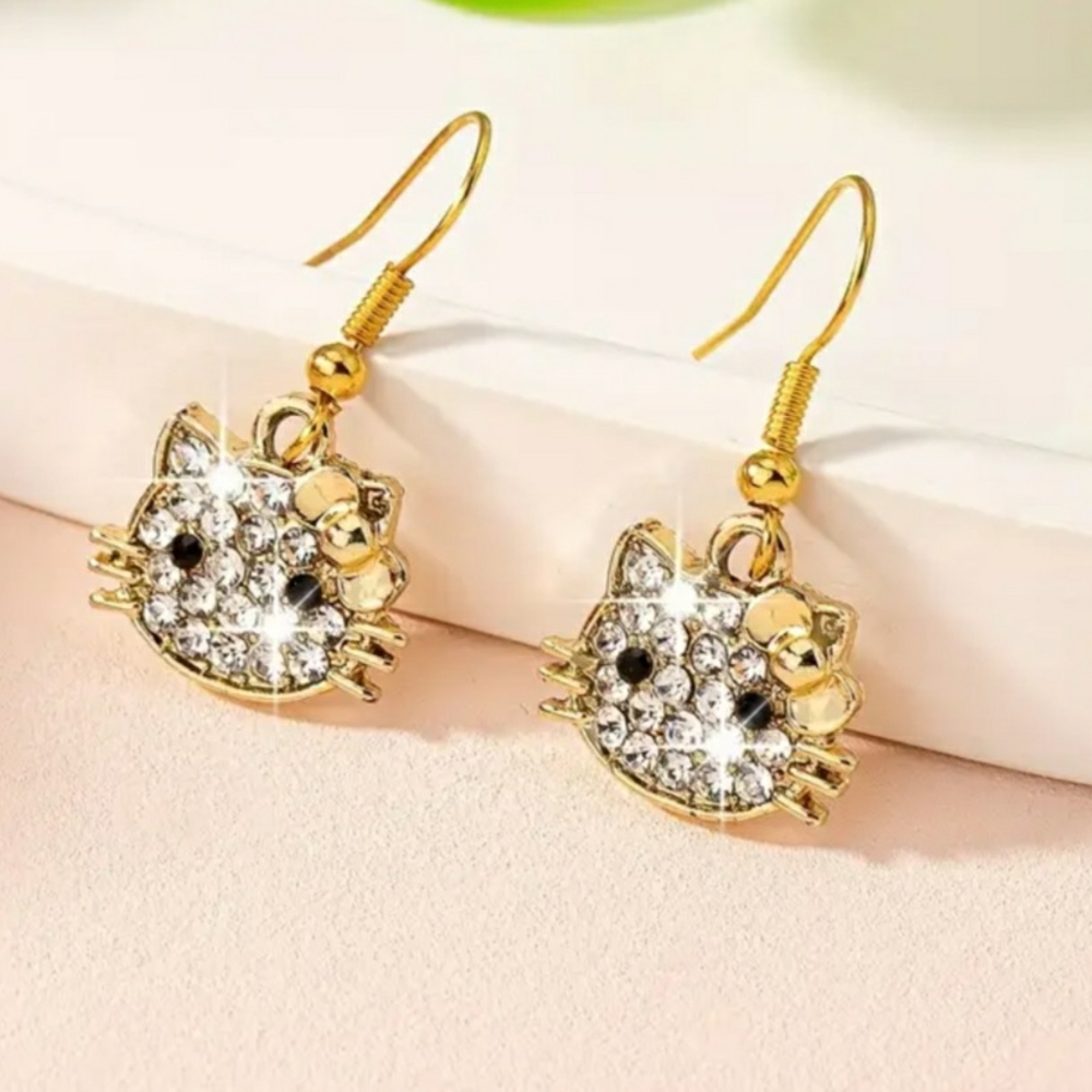 Gold and Silver Cat Earrings
